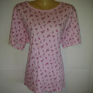 KIm Rogers Tee Pink Flamingoes Cotton Plus XXL